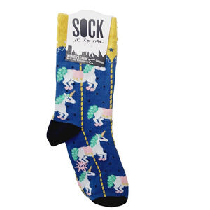 Sock It To Me Crew Women Boy Unicorn Carousel Horse Merry Go Round Horn NWT NEW